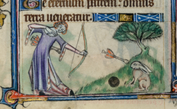 a woman shoots an arrow at a hare